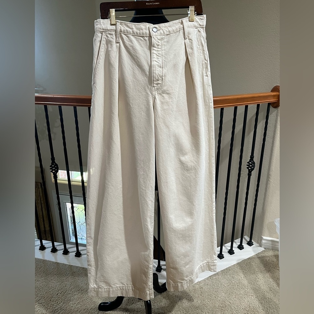 Cream HIGH RISE RELAXED Wide-Leg PREMIUM DENIM by BANANA REPUBLIC SIZE 30 - Picture 3 of 14